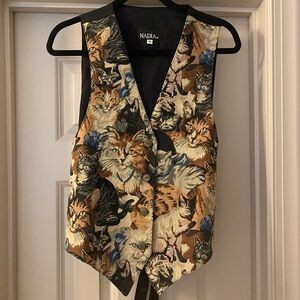 Vintage Nadia Women's XL Cat Tapestry Super stitch Vest